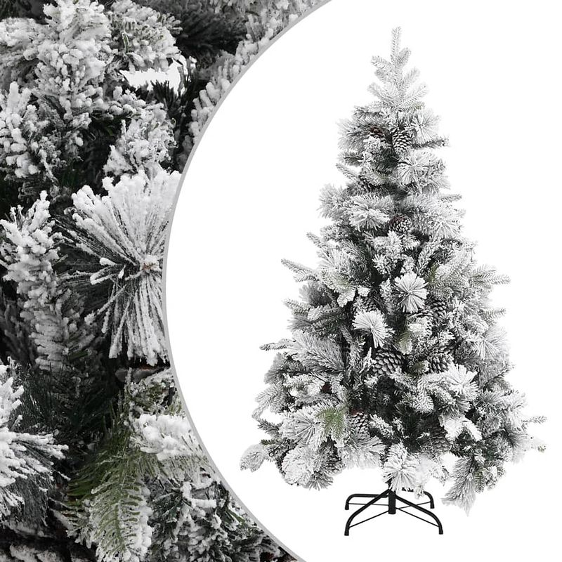 Foto van Vidaxl kerstboom met dennenappels en sneeuw 120 cm pvc en pe