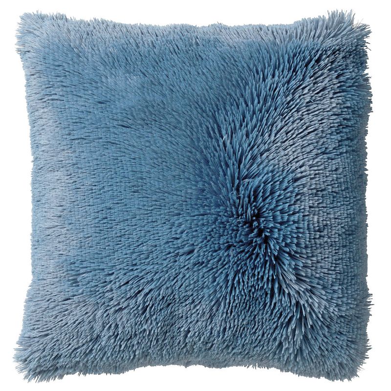 Foto van Dutch decor fluffy - sierkussen unikleur provincial blue 45x45 cm - blauw - blauw