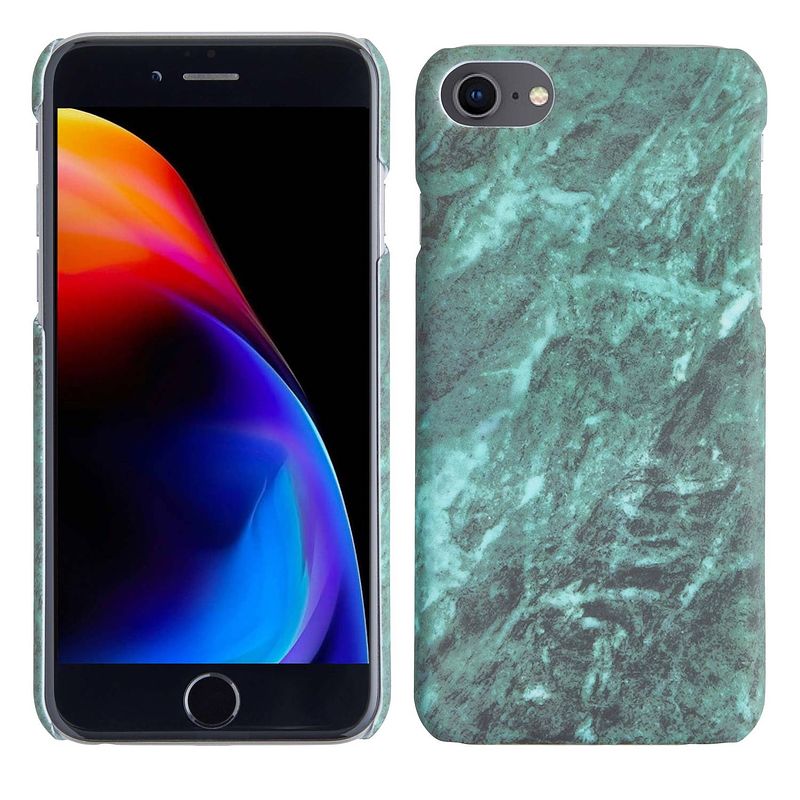 Foto van Basey iphone se 2022 hoesje marmer case marmeren hard cover hoes - groen