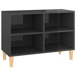 Foto van The living store bedkastje scandinavische stijl - hoogglans grijs - 69.5 x 30 x 50 cm