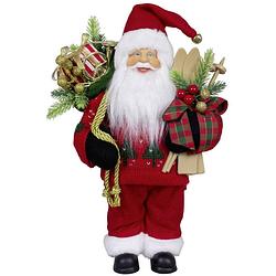 Foto van Kerstman beeld - h30 cm - rood - staand - kerstpop - kerstman pop