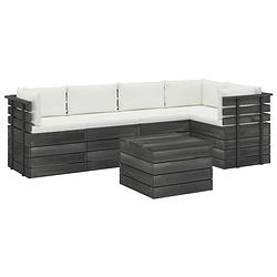 Foto van Vidaxl 6-delige loungeset met kussens pallet massief grenenhout