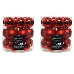 Foto van 36x stuks kleine glazen kerstballen rood 4 cm mat/glans - kerstbal