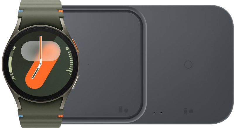 Foto van Samsung galaxy watch 7 groen 40mm + duo draadloze oplader