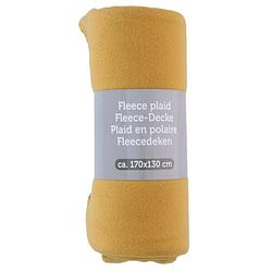 Foto van Polyester fleece deken/dekentje/plaid 170 x 130 cm mosterd geel - plaids