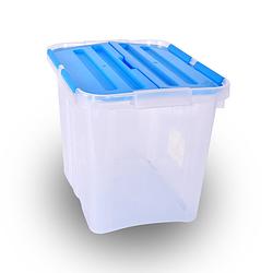 Foto van Opbergbox 24 liter blauw transparant waterdicht stapelbare opbergbox met klapdeksel