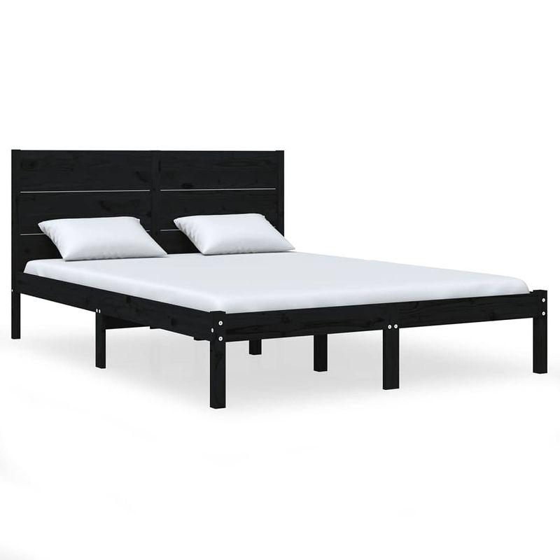 Foto van Vidaxl bedframe massief grenenhout zwart 160x200 cm