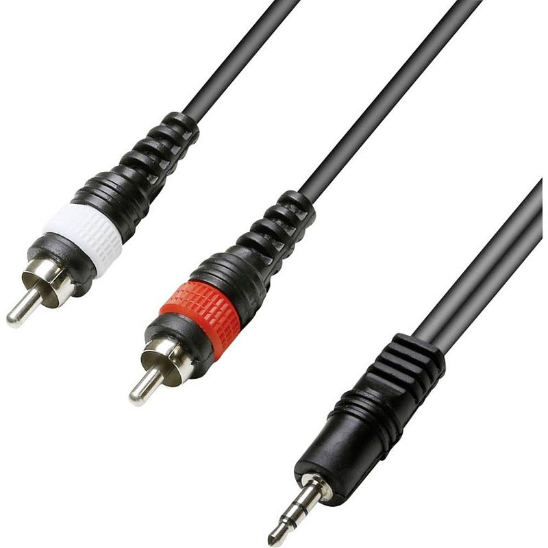 Foto van Paccs paccs audio adapterkabel [2x cinch-stekker - 1x jackplug male 3,5 mm] 3.00 m zwart