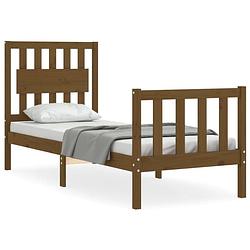 Foto van The living store houten bedframe - massief grenenhout - 195.5 x 80.5 x 100 cm - honingbruin - 75 x 190 cm