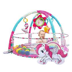Foto van Allerion luxe baby gym ballenbak unicorn - baby 4-in-1 speelmat - roze