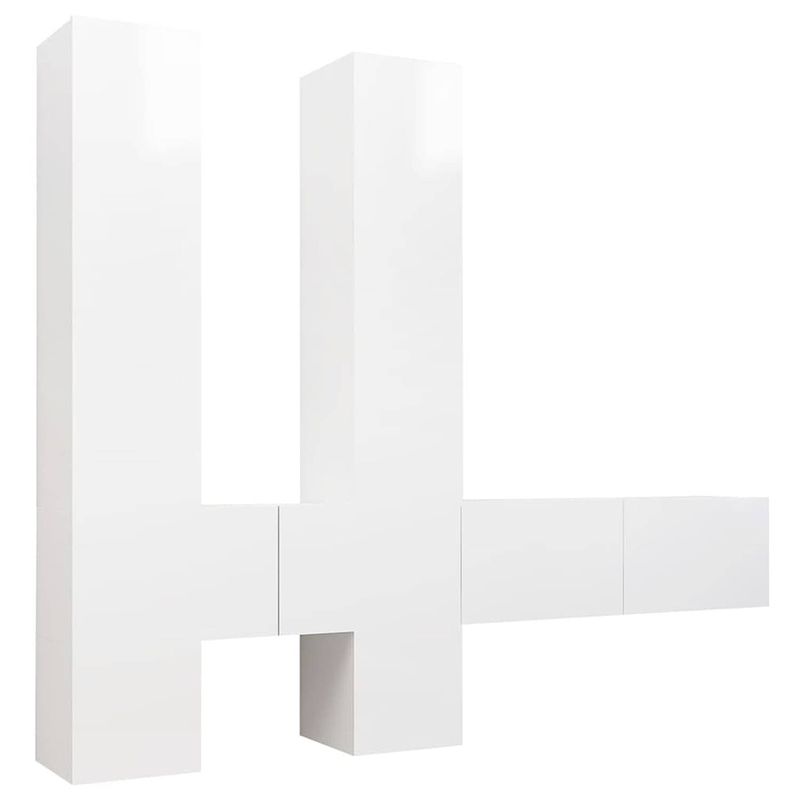 Foto van The living store televisiemeubelset hangend - hoogglans wit - 30.5 x 30 x 30 cm / 30.5 x 30 x 110 cm / 100 x 30 x 30 cm