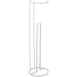 Foto van Msv wc/toiletrolhouder reservoir - metaal - wit - 54 cm - voor 4/5 rollen - toiletrolhouders