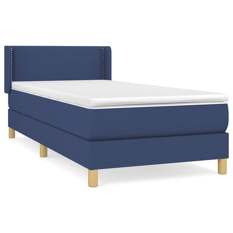 Foto van The living store boxspringbed - blauw - 193x93x78/88 cm - pocketvering matras