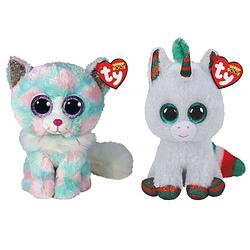 Foto van Ty - knuffel - beanie boo's - opal cat & christmas unicorn