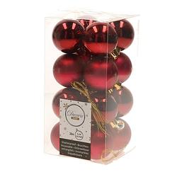 Foto van 48x kunststof kerstballen glanzend/mat donkerrood 4 cm kerstboom versiering/decoratie - kerstbal