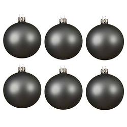 Foto van 6x glazen kerstballen mat grijsblauw 6 cm kerstboom versiering/decoratie - kerstbal