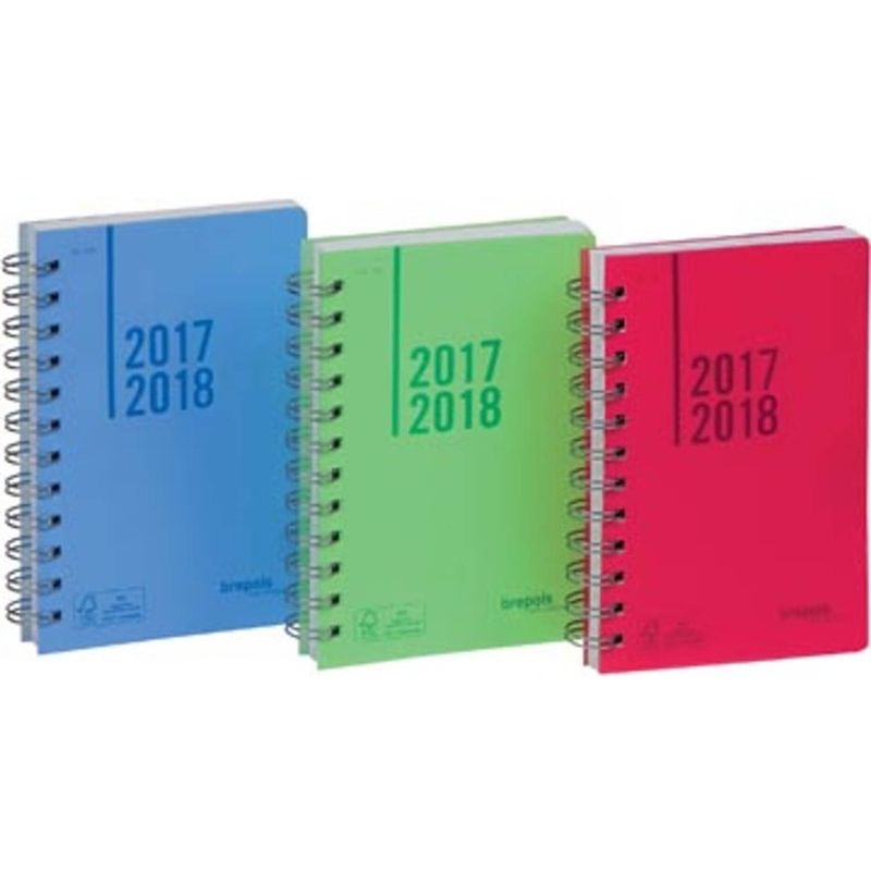 Foto van Brepols schoolagenda wire-o, geassorteerde kleuren, 2019