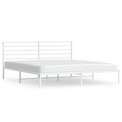 Foto van Vidaxl bedframe met hoofdbord metaal wit 180x200 cm