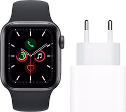 Foto van Apple watch se 44mm space gray aluminium middernacht sportband + usb c oplader 20w