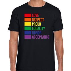 Foto van Bellatio decorations gay pride t-shirt - heren - zwart - regenboog vlag - lhbti 2xl - feestshirts