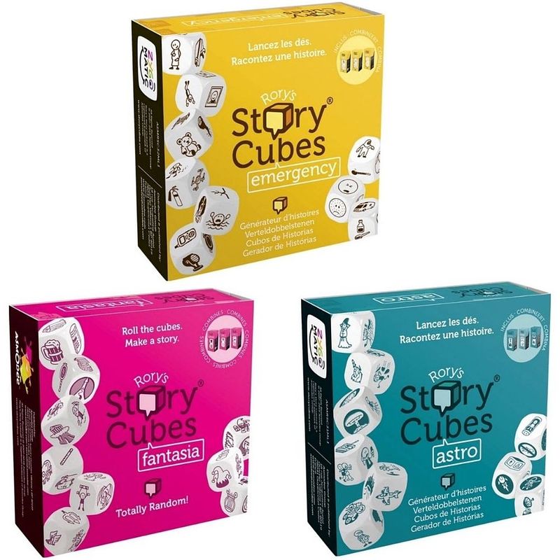 Foto van Spellenbundel - dobbelspel - 3 stuks - rory's story cubes fantasia, astro & emergency