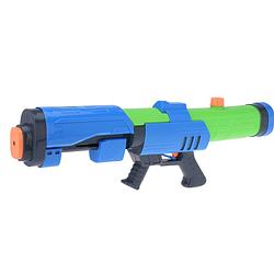 Foto van 1x mega waterpistolen/waterpistool met pomp blauw/groen van 63 cm kinderspeelgoed - waterpistolen