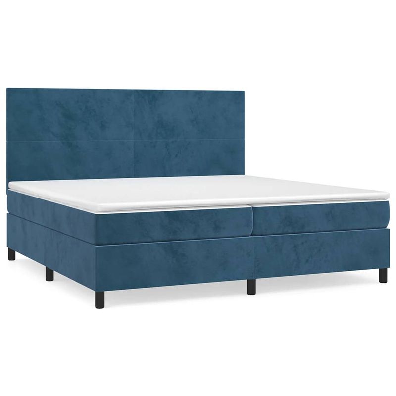 Foto van The living store boxspringbed donkerblauw fluweel 203x200x118/128 - pocketvering - middelhard