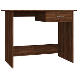 Foto van The living store bureau bruineiken - schrijftafel met lade - 100 x 50 x 76 cm - multifunctioneel