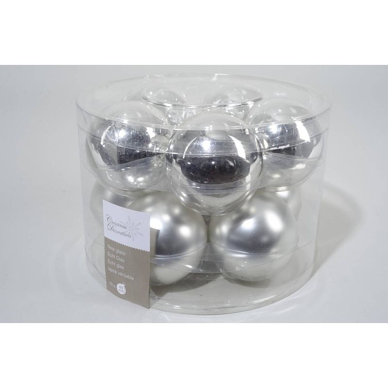 Foto van 4 stuks 10 kerstballen zilver glans-mat 60 mm