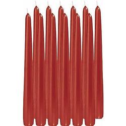 Foto van Halloween - 12x lange kaarsen rood 25 cm 8 branduren dinerkaarsen/tafelkaarsen - dinerkaarsen