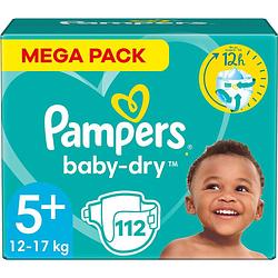 Foto van Pampers - baby dry - maat 5+ - mega pack - 112 stuks - 12/17 kg