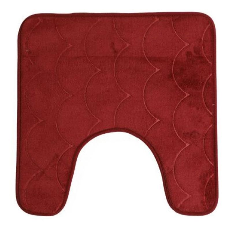 Foto van Urban living badkamerkleedje/wc badmat tapijt - memory foam - donkerrood - 49 x 49 cm - badmatjes