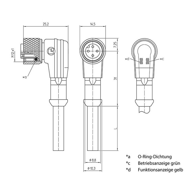 Foto van Lutronic 1135 sensor/actuator connector, geassembleerd m12 aantal polen: 3 koppeling, haaks 2.00 m 1 stuk(s)