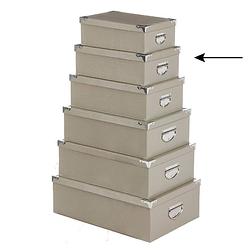 Foto van 5five opbergdoos/box - beige - l32 x b21,5 x h12 - stevig karton - crocobox - opbergbox