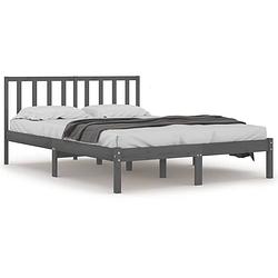 Foto van The living store bedframe massief grenenhout grijs 120x190 cm 4ft small double - bed