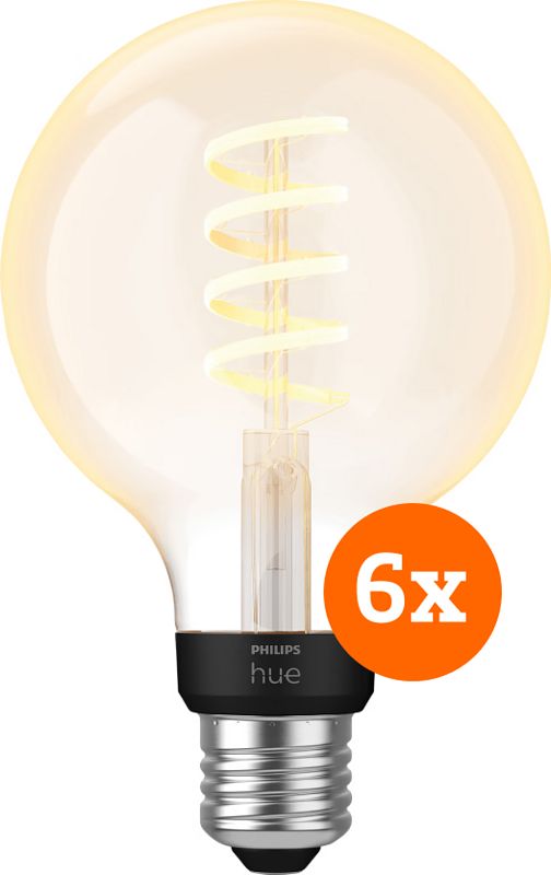 Foto van Philips hue filament white ambiance globe 6-pack