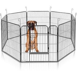 Foto van Maxxpet hondenren - puppyren met 8 kennelpanelen - staal - 80 x 80 cm - ø 210 cm