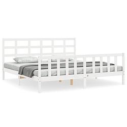 Foto van The living store bedframe grenenhout - bed - 205.5 x 185.5 cm - wit