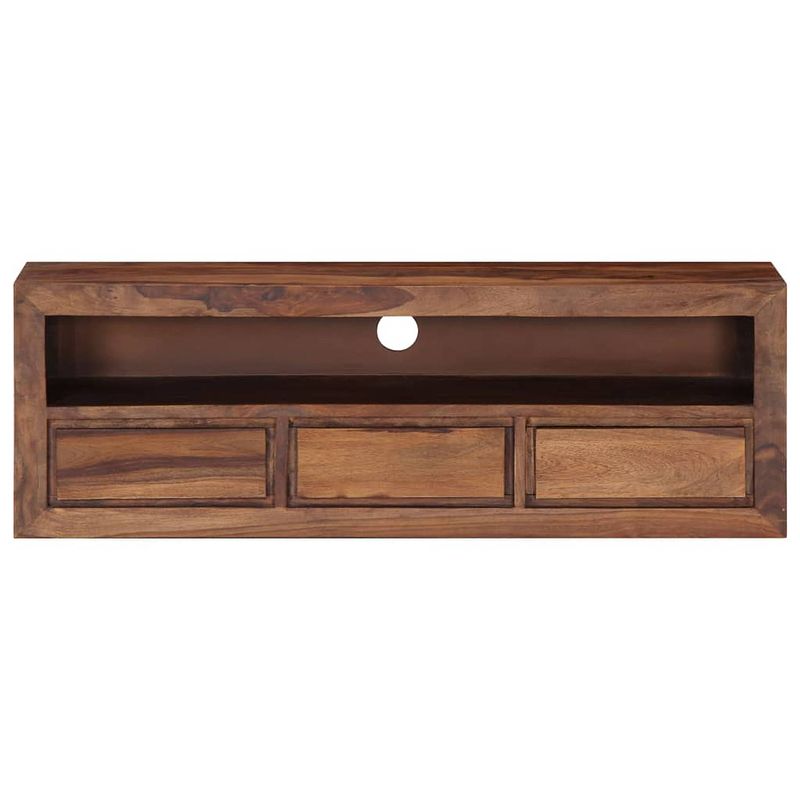 Foto van The living store houten tv-kast - sheeshamhout - 120x30x40 cm - met 3 lades en 1 vak