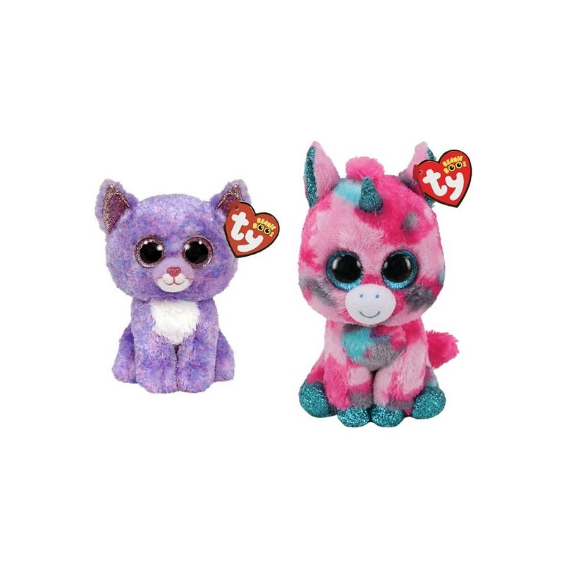 Foto van Ty - knuffel - beanie boo's - gumball unicorn & cassidy cat