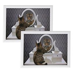 Foto van 2x stuks schootkussens/laptrays grappige kat en tijger print 43 x 33 cm - dienbladen
