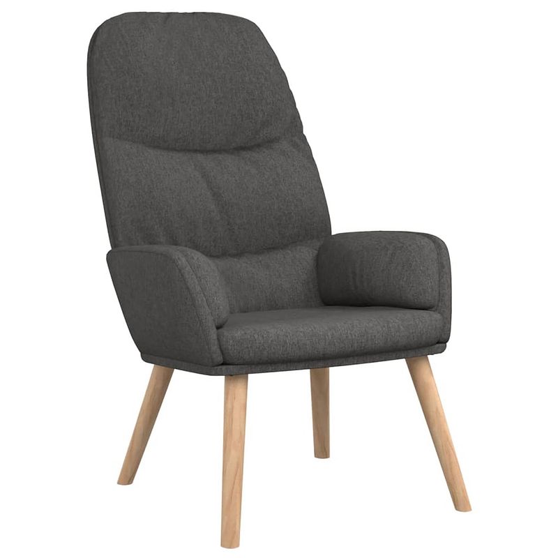 Foto van The living store fauteuil relaxstoel - donkergrijs - 70 x 77 x 98 cm - dik gevoerd en zacht aanvoelende stof