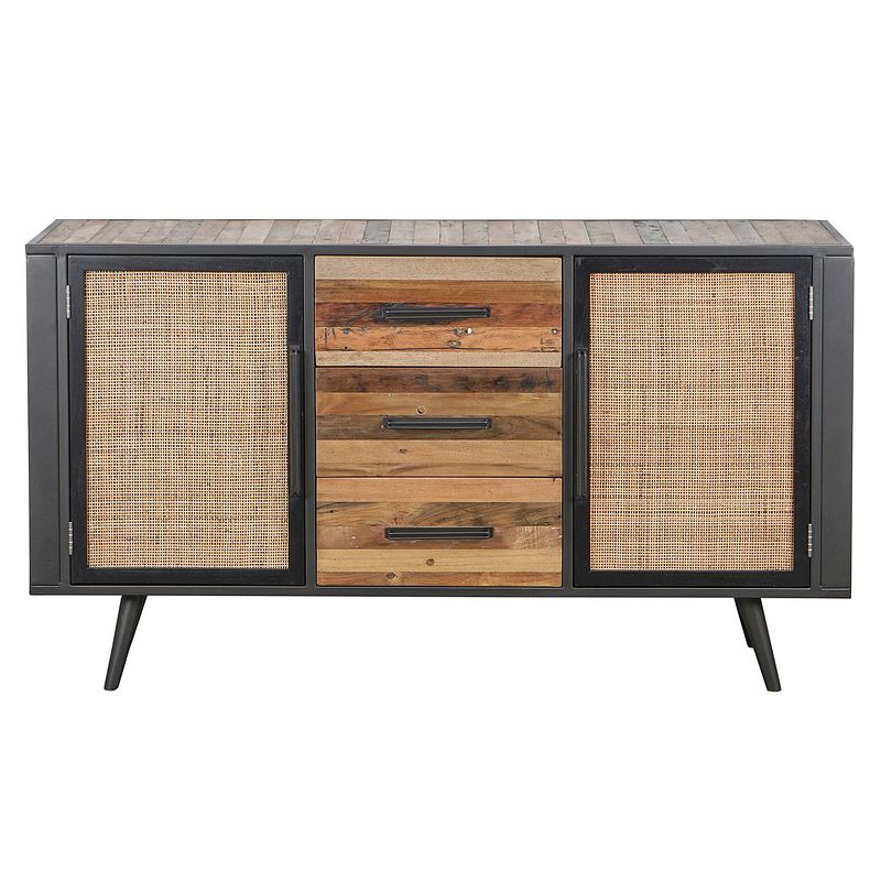 Foto van Nordicrattan dressoir met 2 deuren en 3 laden, naturel.