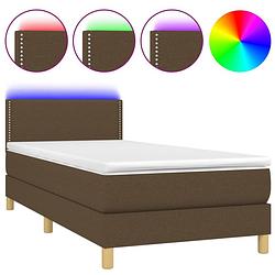 Foto van The living store boxspring bed - donkerbruin - 193 x 90 x 78/88 cm - led - pocketvering matras - huidvriendelijk