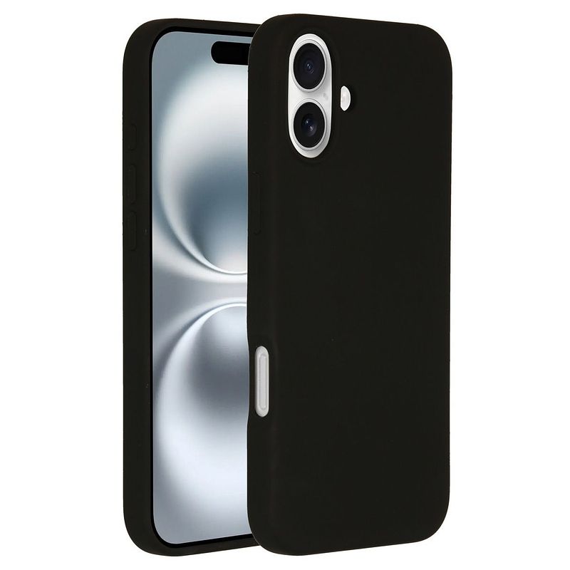 Foto van Accezz liquid silicone backcover met magsafe iphone 16 plus telefoonhoesje zwart