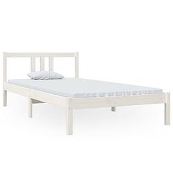 Foto van The living store houten bedframe - eenpersoons - 100 x 200 cm - massief grenenhout - stabiel - comfortabel