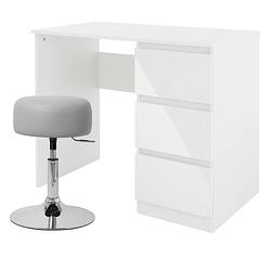 Foto van Bureau met drie laden 90x76x50 cm wit spaanplaat ml-design