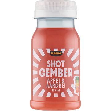 Foto van Jumbo gember (9%) shot met appelsap mild aardbei 125ml