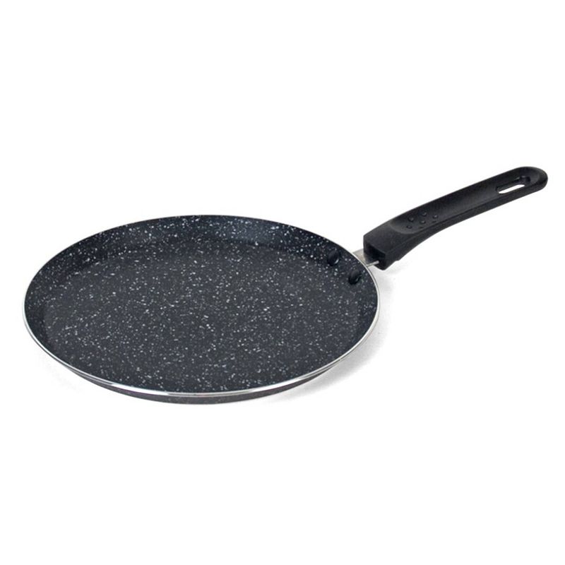 Foto van Aluminium zwarte pannenkoekenpan/crepepan 24 cm met anti-aanbak laag - pannenkoeken/crepes - koken