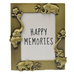 Foto van Melady fotolijst 4*5 cm goudkleurig metaal olifanten wissellijst foto frame pasfoto goudkleurig wissellijst foto frame